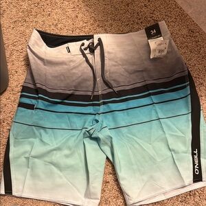 O'Neill Blue and Gray Board Shorts Gradient Design